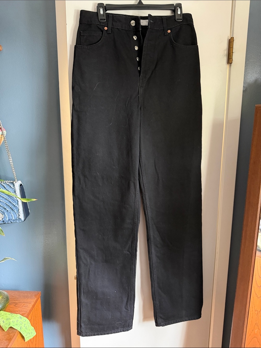 NWOT Topshop Black wide leg jeans